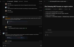 Example of a chat -> task flow right in a channel with @mentioning