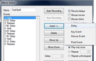 Customize your macros by inserting delays and events.