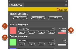 Set and easily review the language settings for content in a multi-language document