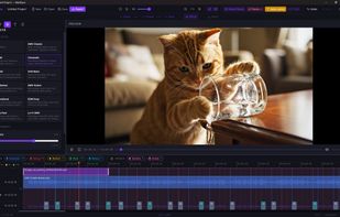 Beat FX panel with ten style presets including AMV Classic, Cinematic, Lo-Fi Chill, VHS Retro, and EDM Drop with adjustable intensity.