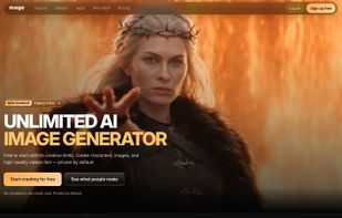 Mage home page: unlimited AI image, video, and audio generation, private by default
