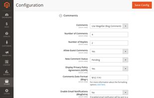 Blog Comments Configuration