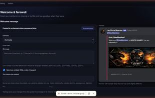 Welcome messages with an embed, banner or GIF and a live preview.