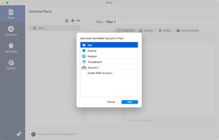 Add email client or IMAP account to plan