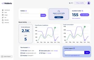 mailerio dashboard screenshot with statistics