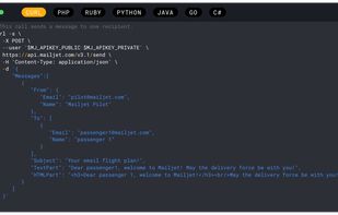 Integrate Mailjet in less than 5 minutes and start sending emails via SMTP relay or Send API.