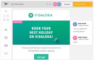 Passport is Mailjet’s email editor that helps you create responsive emails in minutes and enables you to collaborate in real-time with other users inside the builder!