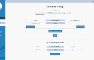 UI of the domains management.