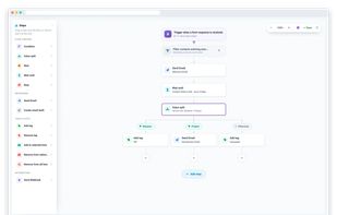 Build welcome, birthday and win-back flows on a visual canvas with trigger, send, wait and branch steps. Each contact takes a different path based on what they actually do.