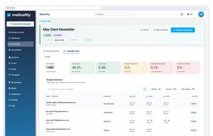 Open rate, click rate, bounces and unsubscribes for every send. Drill into per-recipient activity to see exactly who opened and who clicked.