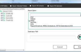 Export PST file to PST, MBOX, MSG, MHTML with PRO version.