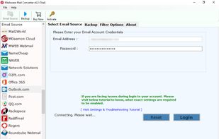 enter email credentials