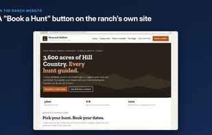 Book a Hunt button on the ranch website