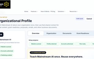 A reusable Organization Profile keeps business and brand information consistent across workflows.