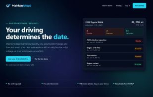 Your garage at a glance: overdue, due-soon and up-to-date maintenance for each car, forecast from how you drive.