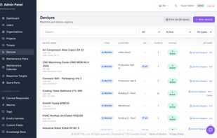 Device inventory with QR codes, criticality and locations