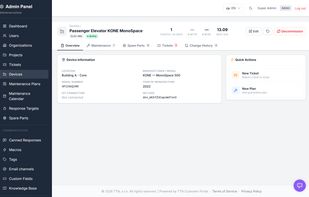 Device service passport — history, metrics and QR code on one screen