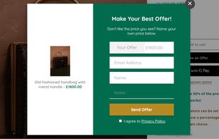 The Make an Offer button lets the customers submit an offer to buy the product at a lower rate than the list price. 
