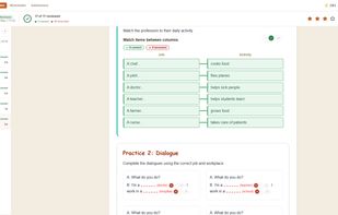 The review page: objective answers are already marked, mistakes show the expected answer, and you add comments and a rating before publishing to the student.