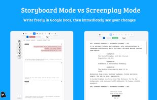 Switch between the storyboard and screenplay