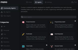 Screenshot of the AI tool 'Mano'
