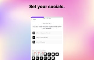 Set your Instagram and other socials.