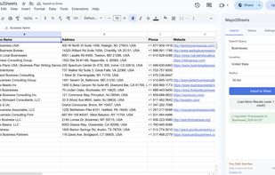Screen Shot Example of Maps2Sheets