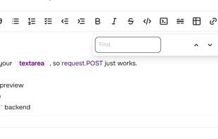 Built-in find and replace, opened with Ctrl+F. No browser extension and no separate search box.