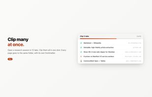 Clip many open tabs at once — batch progress shows each page landing as its own Markdown file (Pro).