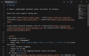 Markdown editor view on Windows