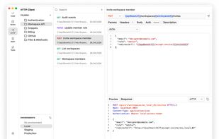 HTTP client with collections, environments, and request previews
