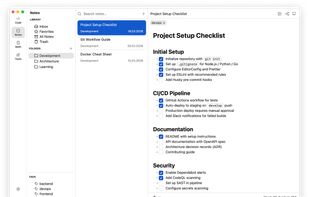 Markdown notes with formatted documents and checklists