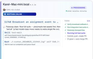 Live view of AI developers (runners) working through the task queue