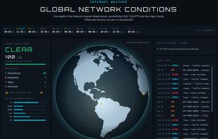 Internet Weather: live global network conditions with outage markers and per-layer health