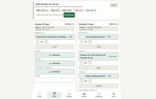 The week's plan. Auto-fill the empty slots, copy last week, or set each meal yourself.