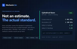 Every tool names the standard it implements and shows the method, so the result is defensible rather than just a number.