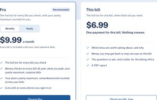 Prices: free reading and preview, $6.99 per bill, or Pro