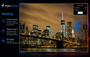 Full screen Viewing with Slideshow and Random Modes
