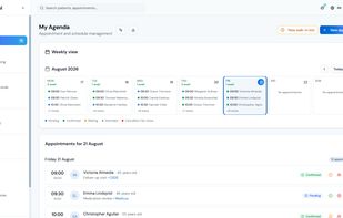 Appointment schedule with color-coded statuses