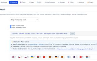 Language switcher settings — customize the frontend language switcher.