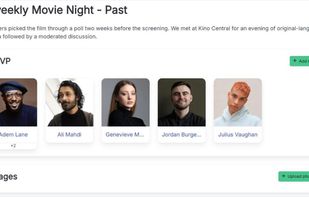 An event page with the members who RSVPed