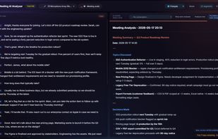 Live transcription and Claude AI analysis side by side
