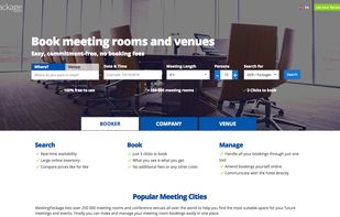 https://meetingpackage.com is the front page of the service. Easy to make search to over 120 countries and there is over 250 000 meetings rooms globally to choose from.