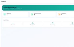 Clean and intuitive dashboard showing upcoming meetings, notifications, and quick access to all scheduling tools.