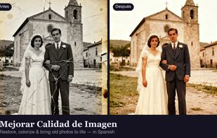 Before/after: restoring and colorizing a damaged wedding photo