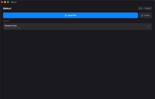 The opening screen, listing recent files with where you left off