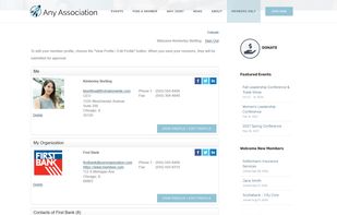 Members can easily log in to manage their personal profiles, update corporate organization records, manage linked contacts, and access members-only resources on self-serve.
