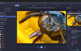 Import from anywhere: Lightroom and Capture One catalogs, watched folders, and external drives. Here, a RAW-quality TIFF from a Lightroom catalog.