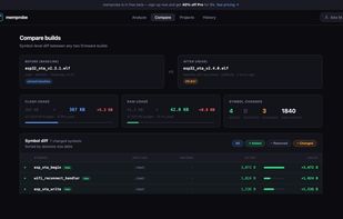 Comparison between two binary builds, including symbol level analysis