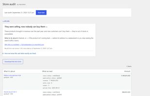 Every rule with its count, split into what came from your own data and what came from your theme or plugins - including the rules that found nothing, which say "clean" rather than staying silent.